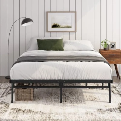 Afbeelding van Zinus Justin bed 140 x 200 cm hoogte 36 met opbergruimte onder het metalen platform zwart