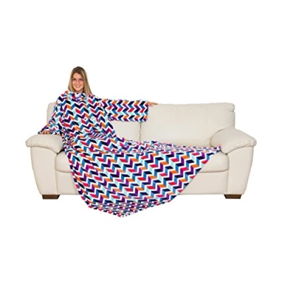 Afbeelding van KANGURU© Deluxe Trendy Plaid met mouwen TV deken kleurrijk patroon 140 x 210 cm