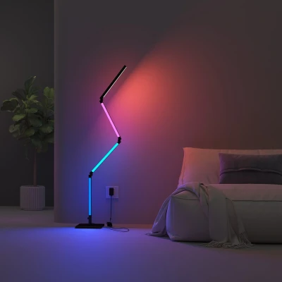 Afbeelding van Calex Slimme LED Vloerlamp Multifunctionele WiFi Hoeklamp Staande Lamp Sfeerverlichting RGB en Wit Licht App