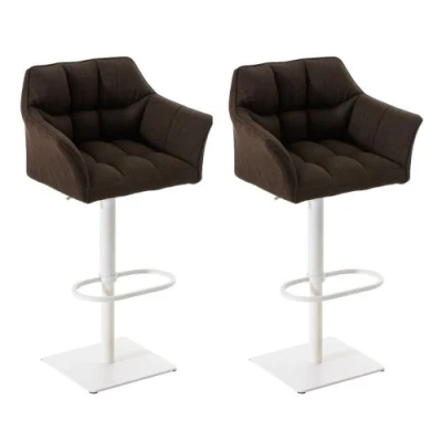 Image de CLP Lot de 2 tabourets bar Damaso en tissu , Blanc/Marron