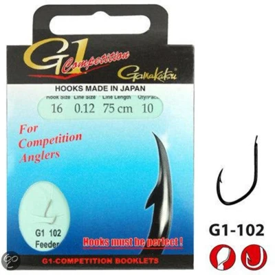 Afbeelding van Gamakatsu Onderlijnen G1 Competition Feeder haak 102 100cm (10 pcs) Maat : 12 0.14mm