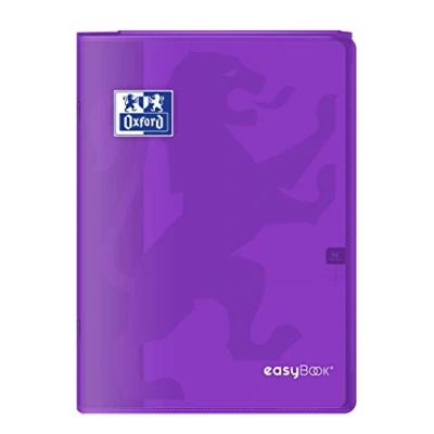Afbeelding van Oxford 400100011 EasyBook notitieboek, A4, 96 pagina&#039;s, 90 g, grote Seyes ruiten, violet