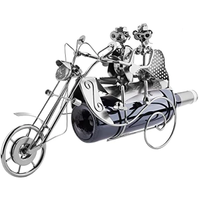 Afbeelding van BRUBAKER Wijnfleshouder Motor Chopper Wijnrek Wijn accessoires Wijnhouder Metaal cadeau Motorrijder