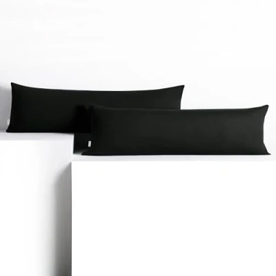 Image de DecoKing Lot de 2 taies d&#039;oreiller 20 x 120 cm en Jersey Coton avec Fermeture Éclair Noir Ambre