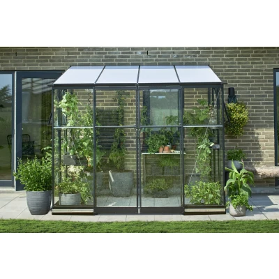 Afbeelding van Muurkas Qube Lean to 24 128x65x204 cm Zwart Veiligheidsglas