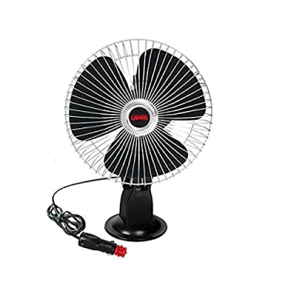 Afbeelding van Grote auto Ventilator 12v met beschermrand en zuignap doorsnede 20cm 16w