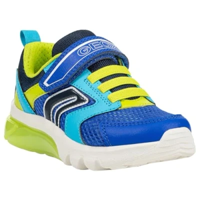 Afbeelding van Geox Light UP Ciberdron BOY Sneakers laag voor kinderen, Maat: 27, Royal/lime Imitatieleer/ textiel