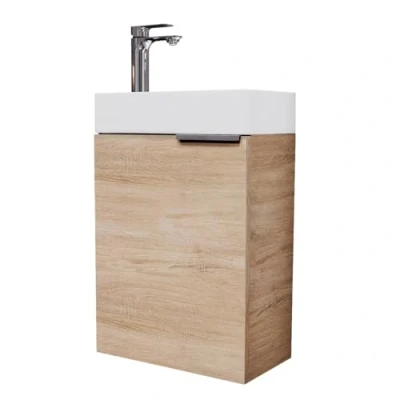 Afbeelding van Planetmöbel wastafel met onderkast 40 cm badkamer gasten toilet, Sonoma eiken