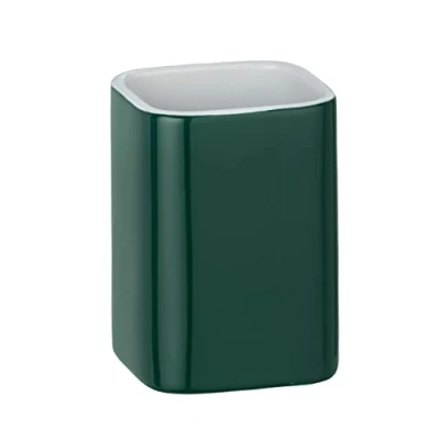 Afbeelding van WENKO Tandenborstelbeker Elmo groen keramiek tandenborstelhouder voor tandenborstel en tandpasta, keramiek, 6,5 x 9 cm,