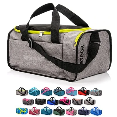Afbeelding van sporttas voor dames, heren, kinderen, meisjes, tas, reistas, duffel, modern, fitness, fleece, vakantie, schoudertas, werk, kleine grote 20 of 40 liter, neongroen grijs mix