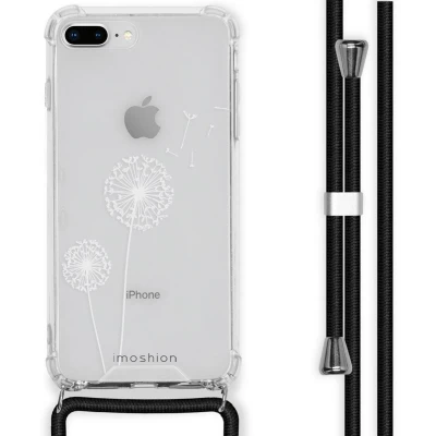 Afbeelding van iMoshion Hoesje Geschikt voor iPhone 8 Plus / 7 met Koord Design Wit Transparant Dandelion