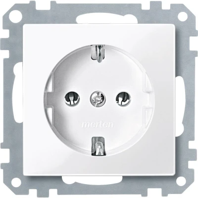 Afbeelding van Merten MEG2301 0319 Wandcontactdoos met randaarde Inzetstuk System M, 1 M Smart, Plan, Creativ Polar wit (glanzend)