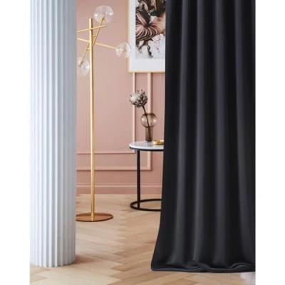 Afbeelding van ROOM99 Laurel Verduisteringsgordijn met ogen, 140 x 280 cm (b h), voor woonkamer, slaapkamer, zwart