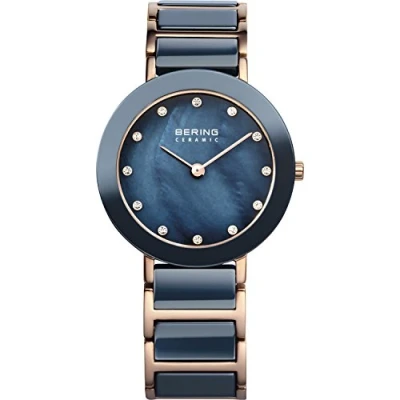 Afbeelding van BERING Dames analoog kwarts keramische collectie horloge met Armband van roestvrij staal/keramiek en saffierglas 11429 767, Rozengoud.,