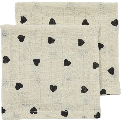 Afbeelding van Meyco Monddoekjes Sweet Heart Soft Sand/Black 2 pack