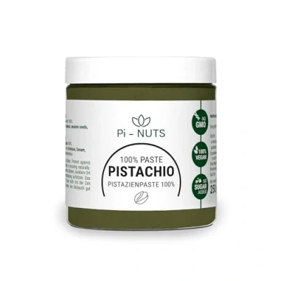 Image de Pi nuts Pâte de pistache 100 % sans additifs Crème ‎Pistache à base noyaux pelés Pour la pâtisserie et les desserts 250 g