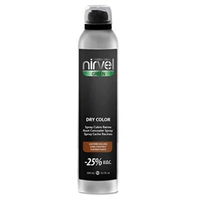 Afbeelding van Camouflage spray voor grijs haar Green Dry Color Nirvel 8435054666384 Donkerbruin (300 ml)