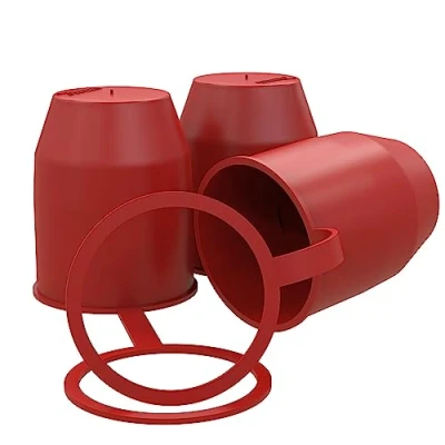 Afbeelding van AUPROTEC Hitchbalbeschermer met stopring, beschermkap voor bevestigingsbal, aanhanger, rood: 3 delige set