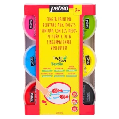 Image de Pebeo Peinture Aux Doigts Pour Textile Boite De 6 Pots