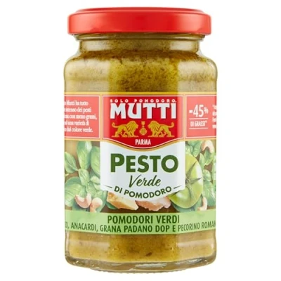 Afbeelding van Mutti Pesto Verde Pomodori groene tomatensauzen, 100% Italiaans glas, 180 g, met cashewnnoot, Grana Padano en Pecorino Romano