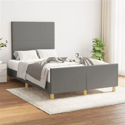 Afbeelding van vidaXL Bedframe met hoofdbord stof donkergrijs 120x200 cm