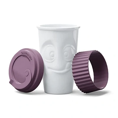Afbeelding van FIFTYEIGHT PRODUCTS ToGo beker &quot;lekker&quot; (porselein, 400 ml, wijnbessen, gemaakt in Duitsland)
