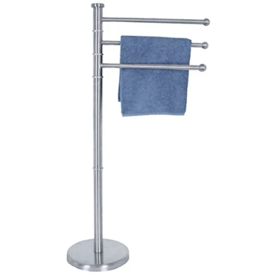 Afbeelding van MSV Handdoeken rek badkamer zilver chroom metaal 33 x 89 32 cm