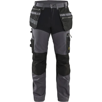 Afbeelding van Blaklader Werkbroek met stretchpanelen en spijkerzakken 1599 1860 Medium Grijs/Zwart C58