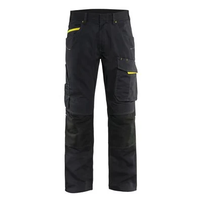 Image de Pantalon services stretch noir/jaune fluorescent