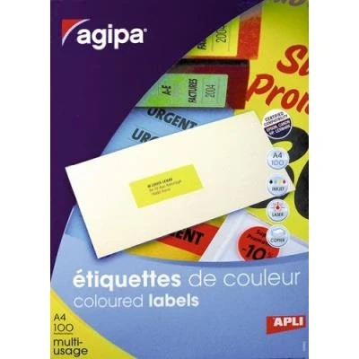 Image de Boite 2400 etiq las jetencre 70x35 jaune fluo. apli agipa 26365