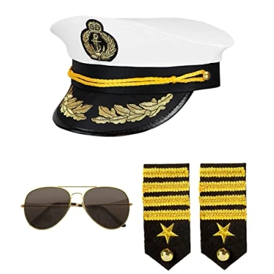Afbeelding van W WIDMANN MILANO Party Fashion 68543 kapitein kostuumset, muts, schouders en bril, marine, carnaval, themafeest