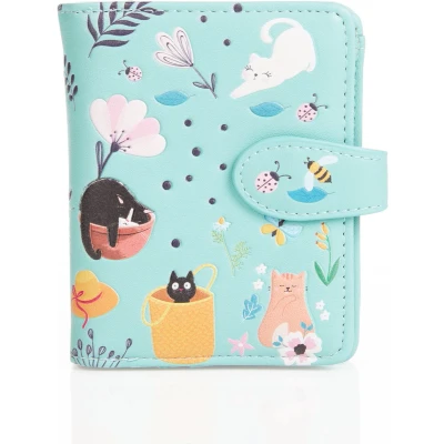 Afbeelding van Shagwear Pasjeshouder Portemonnee Dames Portefeuille Kunstleer Cats in the Garden (009515sm)