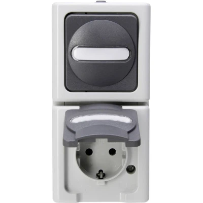 Afbeelding van Kopp 130856009 BlueElectric Compleet Schakel /stopcontact combinatie spatwaterdicht Grijs 1 stuks