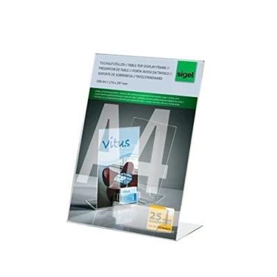 Afbeelding van Sigel Si Ta230 Tafelstandaard Diagonaal A4 Transparant Acryl
