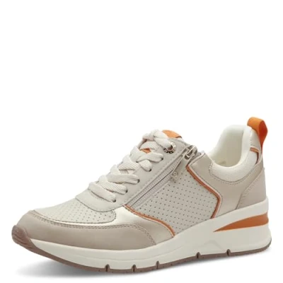 Afbeelding van Tamaris Sneakers laag, Dames, Maat: 38, Orange comb Textiel/ synthetisch