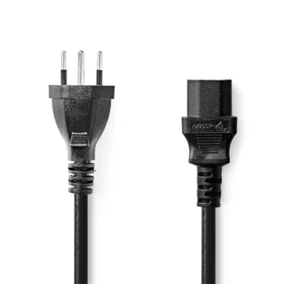 Afbeelding van Nedis Cegl11200Bk20 Stroomkabel Ch Type 12 Iec 320 C13 Recht Vernikkeld 2.00 M Rond Pvc Zwart