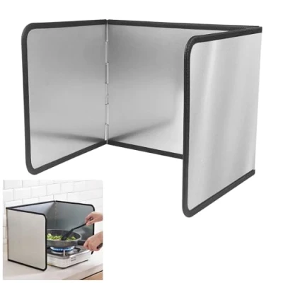 Afbeelding van Fousenuk spatbescherming, 3 zijdige opvouwbaar, ruimtebesparend, voor keuken, fornuis, pan, muur, 39 x 29 30 cm