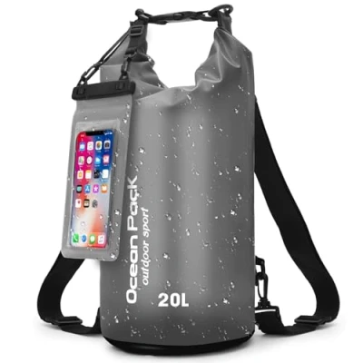 Afbeelding van waterdichte tas met en riemen, rugzak voor outdoor, camping watersport, 5 l, 10 20 licht duurzaam, strand peddeltas, zwart