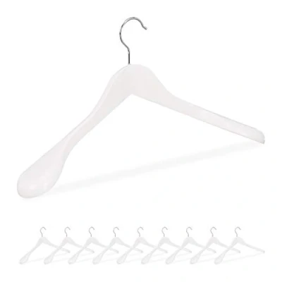 Afbeelding van Relaxdays kleerhangers hout 10 stuks kledinghangers brede schouder houtkleur wit