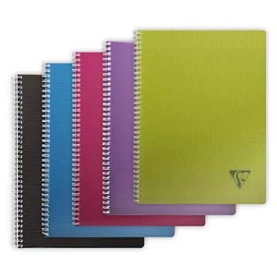 Afbeelding van Clairefontaine 329116C Collection Linicolor Intensief notitieboek, spiraalbinding, A4, 21 x 29,7 cm, 180 pagina&#039;s, grote ruiten, wit papier, 90 g, omslag van polypropyleen, transparant, willekeurige kleurkeuze