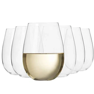 Afbeelding van Krosno Groot wit wijnglas zonder voet, 6 stuks, 500 ml, Harmony collectie, perfect voor thuis, restaurants, feesten, vaatwasmachinebestendig