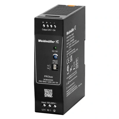 Afbeelding van Weidmüller PRO BAS 120W 24V 5A DIN rail netvoeding Inhoud: 1 stuk(s)