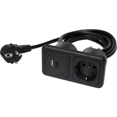Afbeelding van inprojal elektrosysteme 9016 114.81 Stopcontact (inbouw) Met USB C, laaduitgang, Power Delivery IP20 Zwart