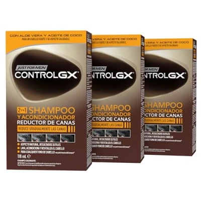 Image de Just For Men Control GX Lot de 3 shampooings et après shampoing pour cheveux gris homme 118 ml