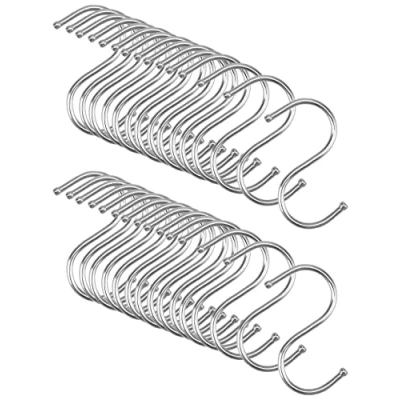 Afbeelding van QWORK 30 stuks S haken van roestvrij staal, 6,5 cm, keukenhaken, voor het ophangen potten en potten, planten, gereedschap, kleding, handdoeken