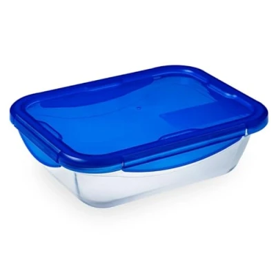 Image de Pyrex Cook &amp; go Boîte Rectangulaire en Verre avec Couvercle Hermétique et Étanche Ø 24 cm Cuisinez au Four, Conservez Emportez