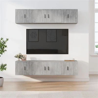 Afbeelding van vidaXL Ensemble de Meubles TV 6 pcs, Armoires Télévision Murales, Télé Salon Salle Séjour Intérieur, Gris Béton Bois d&#039;Ingénierie