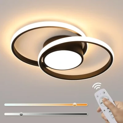 Image de Comely plafonnier LED dimmable 40cm, 40W 4500lm suspension ronde salon noir, chambre moderne avec télécommande 3000k 6500k pour la cuisine, balcon
