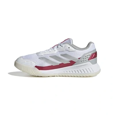 Afbeelding van adidas Performance Courtquick Padel Padelschoenen, Dames, Maat: 36 2/3, Ftwr white silver met lucid pink Kunststof/ textiel