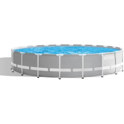 Afbeelding van Intex Opzetzwembad Prism Frame Ø610 x 132 cm Met Filterpomp/Trap/Cover/Grondzeil Stabiel Ovalen Buizen Duurzaam 3 laags PVC 120 kg